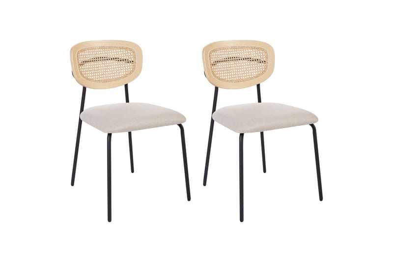 Sett med 2 spisestuestoler Mayetta, Natur, beige, svart
