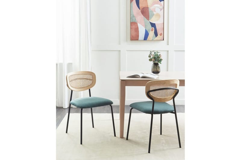 Sett med 2 spisestuestoler Mayetta - Natur, blå, svart - Møbler - Stoler & lenestoler - Spisestuestoler & kjøkkenstoler