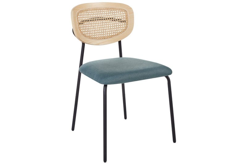 Sett med 2 spisestuestoler Mayetta - Natur, blå, svart - Møbler - Stoler & lenestoler - Spisestuestoler & kjøkkenstoler