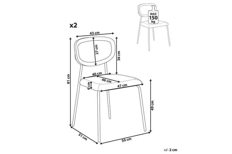 Sett med 2 spisestuestoler Mayetta - Natur, blå, svart - Møbler - Stoler & lenestoler - Spisestuestoler & kjøkkenstoler