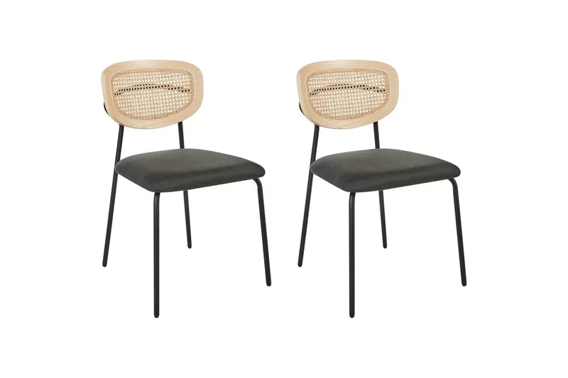 Sett med 2 spisestuestoler Mayetta, Natur, grønn, svart