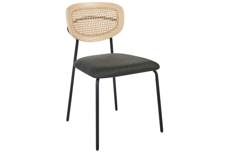 Sett med 2 spisestuestoler Mayetta - Natur, grønn, svart - Møbler - Stoler & lenestoler - Spisestuestoler & kjøkkenstoler