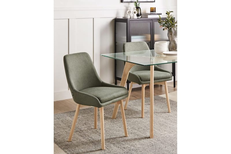 Sett med 2 spisestuestoler Melfort - Grønt, lyst treverk - Møbler - Stoler & lenestoler - Spisestuestoler & kjøkkenstoler