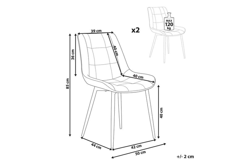 Sett med 2 spisestuestoler Melrose - Grå, svart - Møbler - Stoler & lenestoler - Spisestuestoler & kjøkkenstoler
