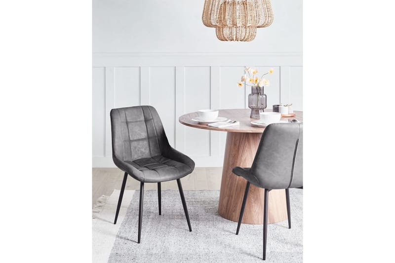 Sett med 2 spisestuestoler Melrose - Grå, svart - Møbler - Stoler & lenestoler - Spisestuestoler & kjøkkenstoler