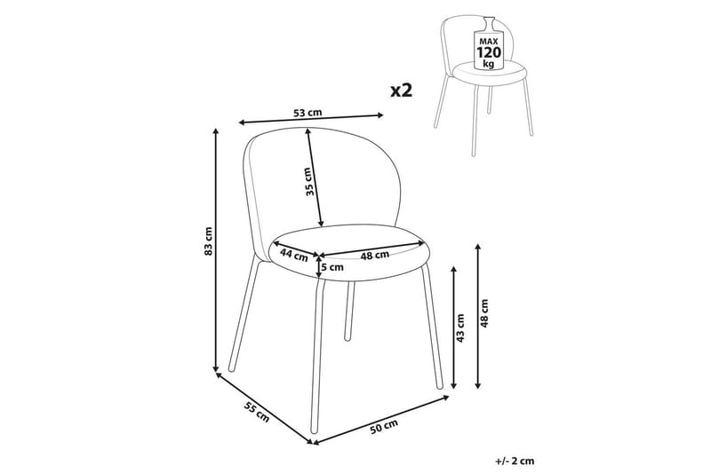 Sett med 2 spisestuestoler Miles - Beige, svart - Møbler - Stoler & lenestoler - Spisestuestoler & kjøkkenstoler