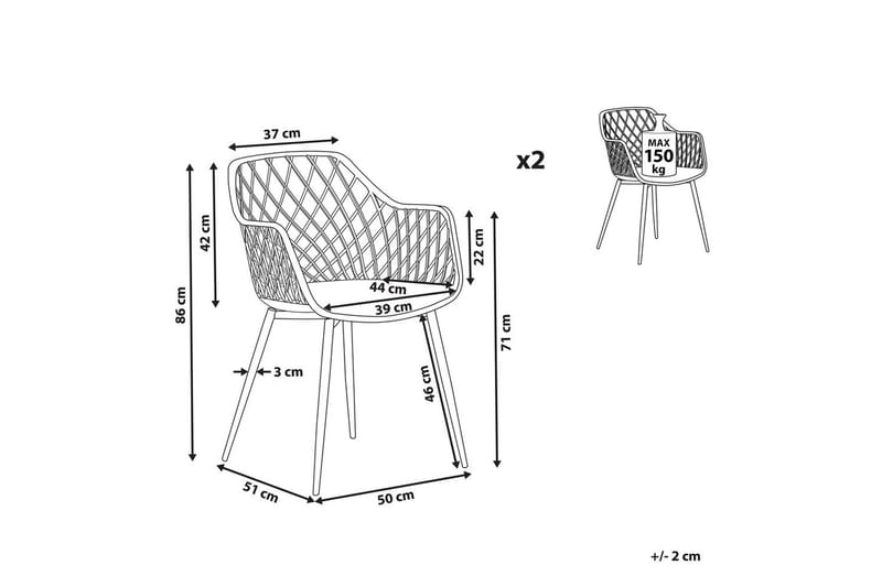 Sett med 2 spisestuestoler Nashua ll - Hvit - Møbler - Stoler & lenestoler - Spisestuestoler & kjøkkenstoler