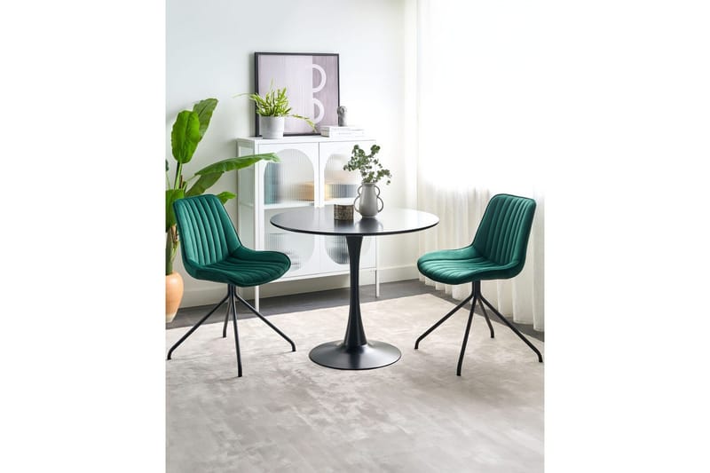 Sett med 2 spisestuestoler Navasota - Grønn, svart - Møbler - Stoler & lenestoler - Spisestuestoler & kjøkkenstoler