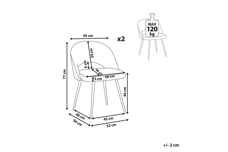 Sett med 2 spisestuestoler Onaga - Grønn, Svart - Møbler - Stoler & lenestoler - Spisestuestoler & kjøkkenstoler