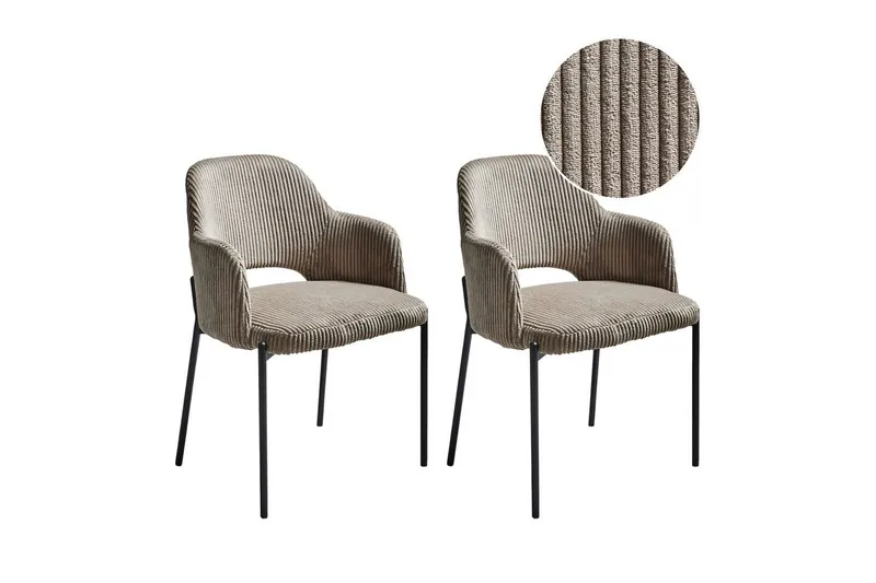 Sett med 2 spisestuestoler Raton, Beige, svart
