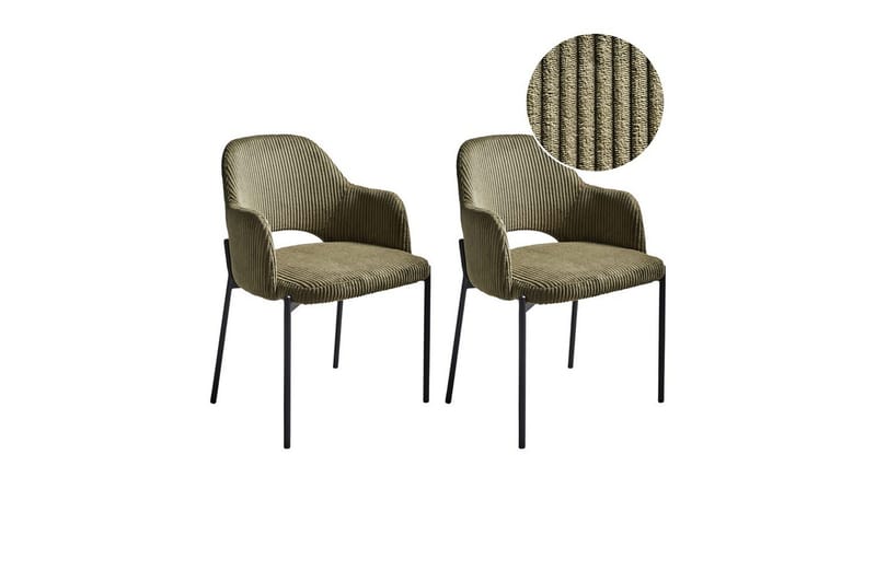 Sett med 2 spisestuestoler Raton, Grønn, svart