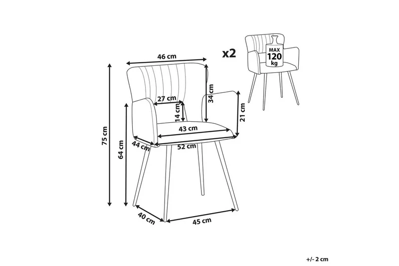 Sett med 2 spisestuestoler Sanilac - Lyseblå, Svart - Møbler - Stoler & lenestoler - Spisestuestoler & kjøkkenstoler