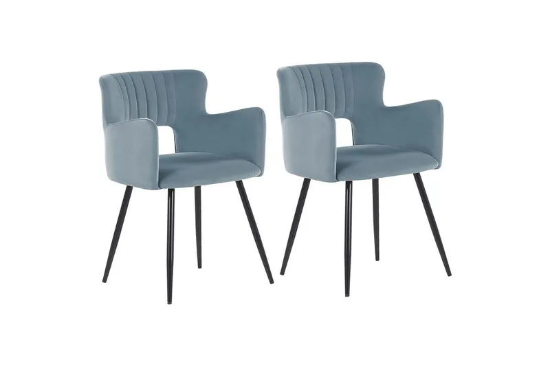 Sett med 2 spisestuestoler Sanilac - Lyseblå, Svart - Møbler - Stoler & lenestoler - Spisestuestoler & kjøkkenstoler