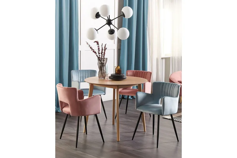 Sett med 2 spisestuestoler Sanilac - Lyseblå, Svart - Møbler - Stoler & lenestoler - Spisestuestoler & kjøkkenstoler