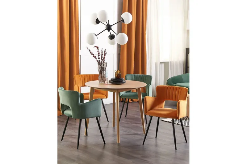 Sett med 2 spisestuestoler Sanilac - Oransje, svart - Møbler - Stoler & lenestoler - Spisestuestoler & kjøkkenstoler