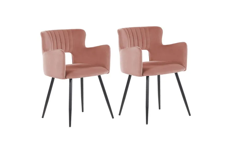 Sett med 2 spisestuestoler Sanilac, Rosa, svart