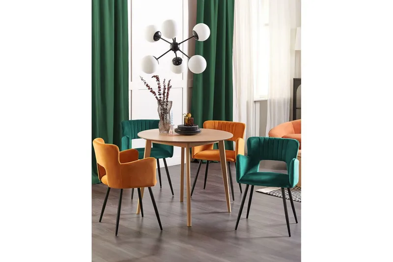 Sett med 2 spisestuestoler Sanilac - Smaragdgrønn, Svart - Møbler - Stoler & lenestoler - Spisestuestoler & kjøkkenstoler