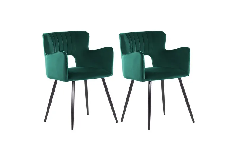 Sett med 2 spisestuestoler Sanilac - Smaragdgrønn, Svart - Møbler - Stoler & lenestoler - Spisestuestoler & kjøkkenstoler