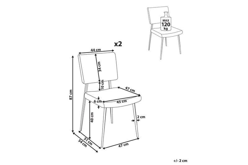 Sett med 2 spisestuestoler Sturgis - Hvit, Svart - Møbler - Stoler & lenestoler - Spisestuestoler & kjøkkenstoler