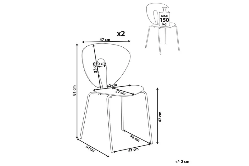 Sett med 2 spisestuestoler Tracy - Grønn, sølv - Møbler - Stoler & lenestoler - Spisestuestoler & kjøkkenstoler