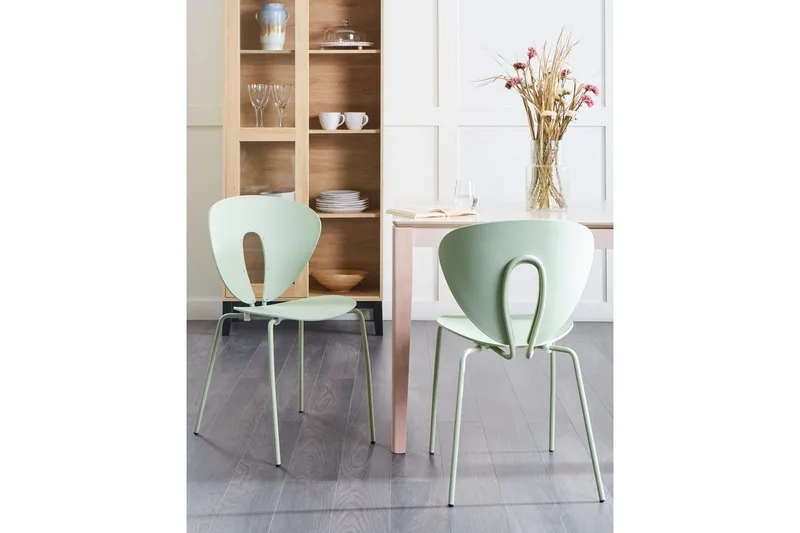 Sett med 2 spisestuestoler Tracy - Grønn, sølv - Møbler - Stoler & lenestoler - Spisestuestoler & kjøkkenstoler