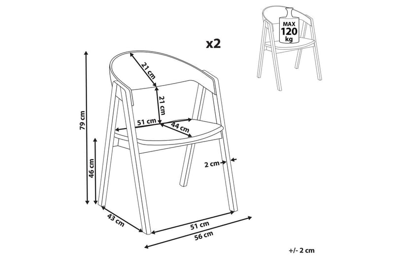 Sett med 2 spisestuestoler Yuba - Grå, lyst tre - Møbler - Stoler & lenestoler - Spisestuestoler & kjøkkenstoler