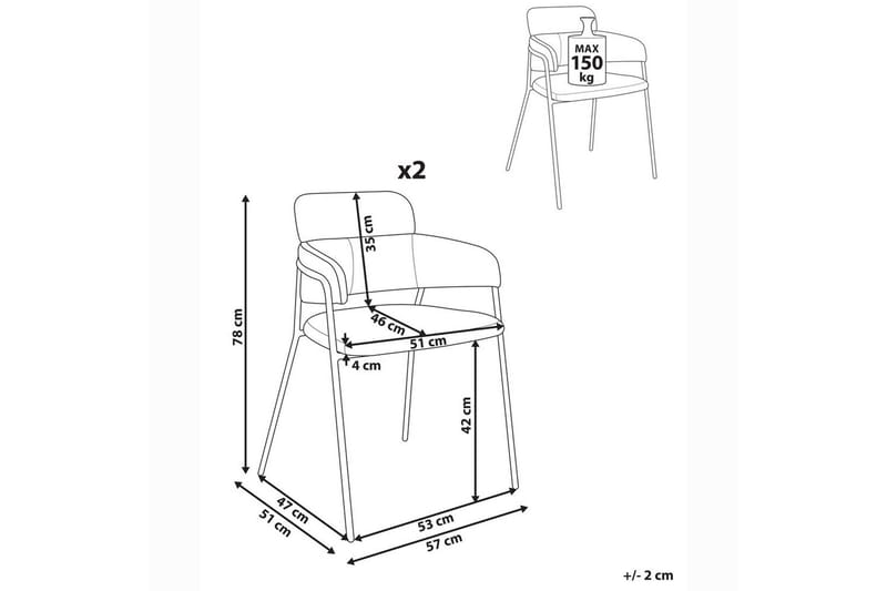 Sett med 2 spisestuestoler Paonia - Møbler - Stoler & lenestoler - Spisestuestoler & kjøkkenstoler