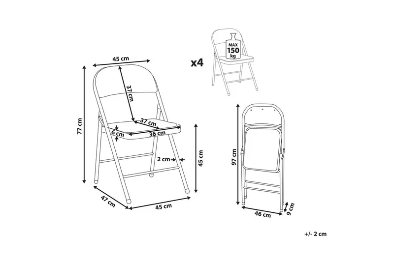 Sett med 4 klappstoler Sparks - Blå, Hvit - Møbler - Stoler & lenestoler - Klappstol & stablingsbare stoler