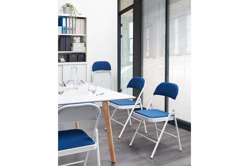 Sett med 4 klappstoler Sparks - Blå, Hvit - Møbler - Stoler & lenestoler - Klappstol & stablingsbare stoler