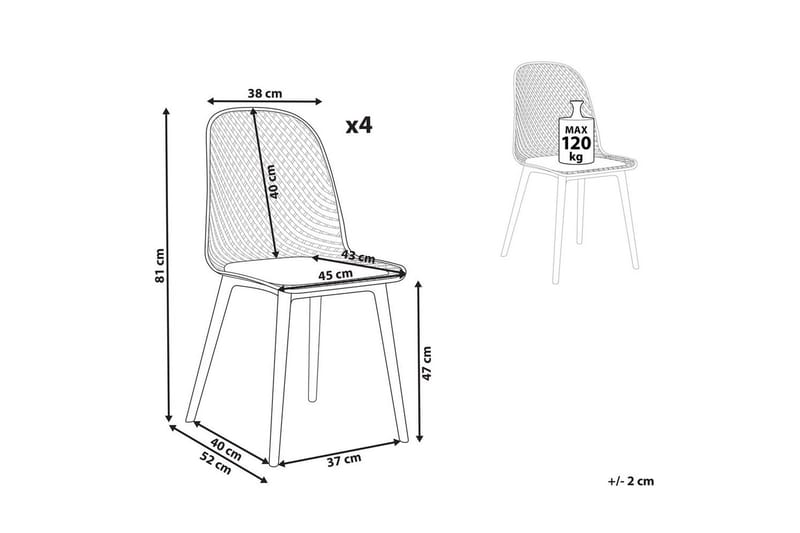 Sett med 4 spisestoler Emory - Rosa - Møbler - Stoler & lenestoler - Spisestuestoler & kjøkkenstoler