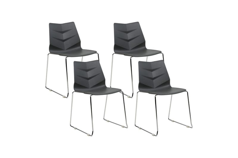 Sett med 4 spisestoler Hartley, Mørk grå, sølv