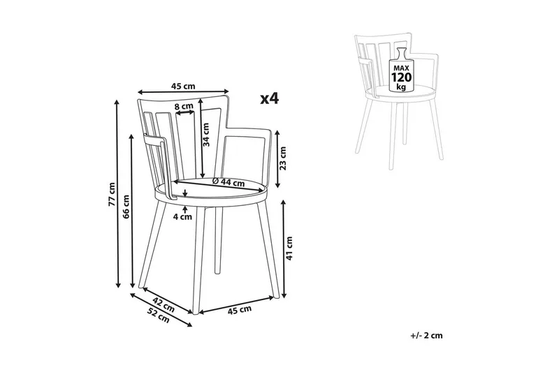 Sett med 4 spisestoler Morill - Rosa - Møbler - Stoler & lenestoler - Spisestuestoler & kjøkkenstoler