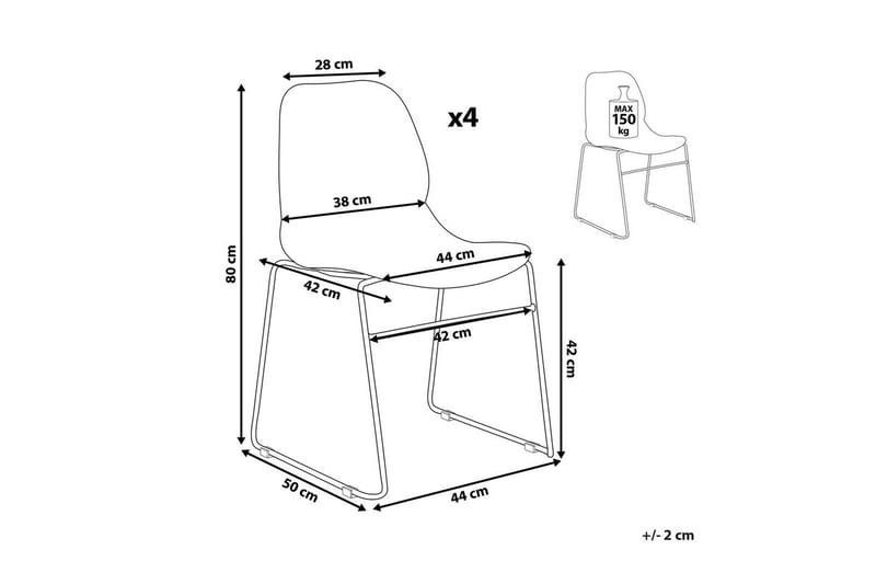 Sett med 4 spisestoler Panora - Grå - Møbler - Stoler & lenestoler - Spisestuestoler & kjøkkenstoler