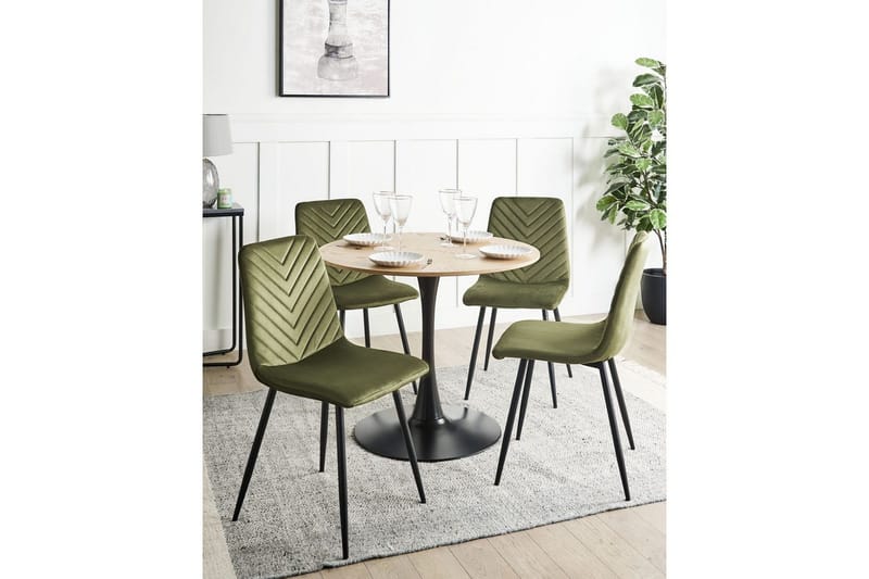 Sett med 4 spisestuestoler Havre - Grønn, Svart, Grønn, svart - Møbler - Stoler & lenestoler - Spisestuestoler & kjøkkenstoler