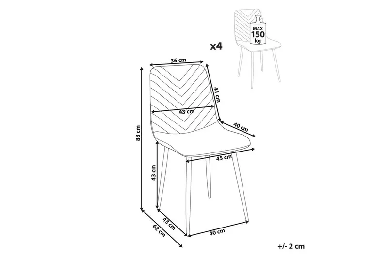 Sett med 4 spisestuestoler Havre - Svart - Møbler - Stoler & lenestoler - Spisestuestoler & kjøkkenstoler