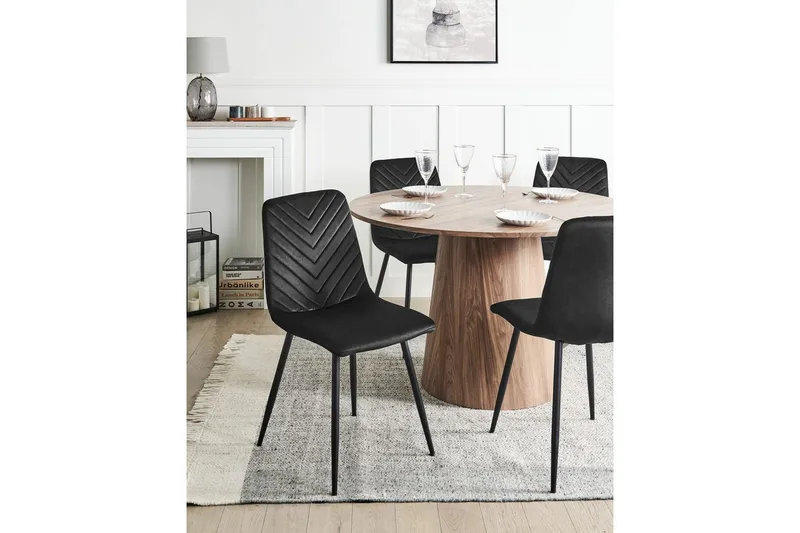 Sett med 4 spisestuestoler Havre - Svart - Møbler - Stoler & lenestoler - Spisestuestoler & kjøkkenstoler
