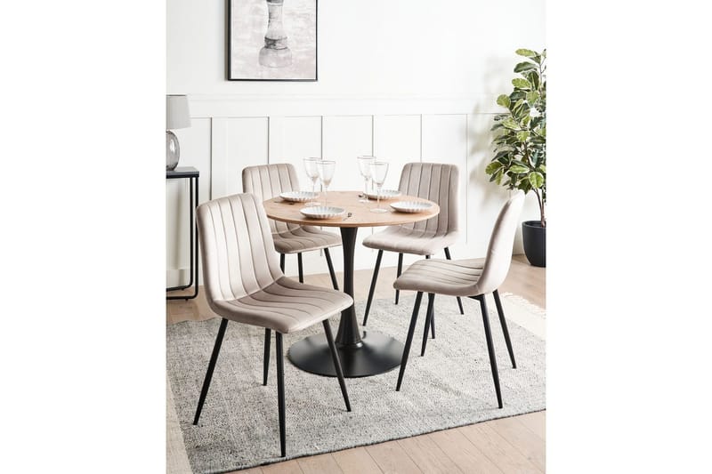 Sett med 4 spisestuestoler Kalispell - Beige, svart - Møbler - Stoler & lenestoler - Spisestuestoler & kjøkkenstoler
