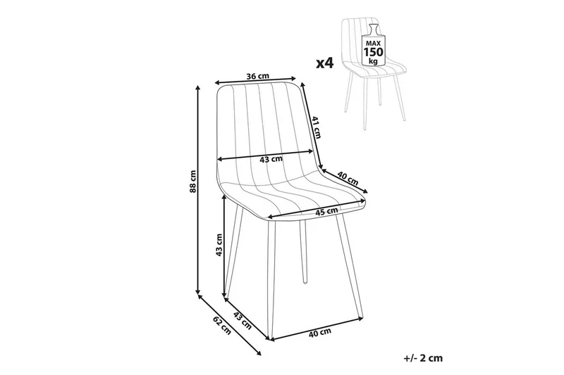 Sett med 4 spisestuestoler Kalispell - Beige, svart - Møbler - Stoler & lenestoler - Spisestuestoler & kjøkkenstoler