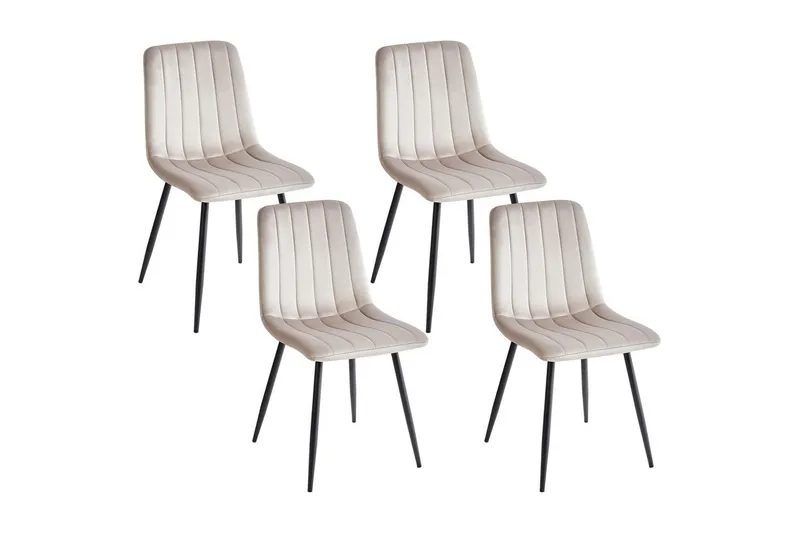 Sett med 4 spisestuestoler Kalispell, Beige, svart