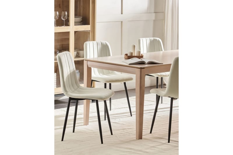 Sett med 4 spisestuestoler Kalispell - Hvit, Svart - Møbler - Stoler & lenestoler - Spisestuestoler & kjøkkenstoler