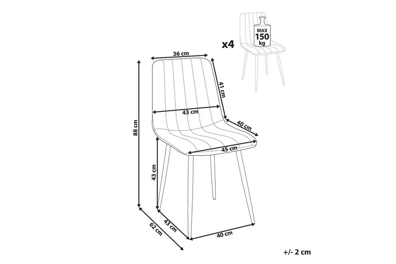 Sett med 4 spisestuestoler Kalispell - Oransje, svart - Møbler - Stoler & lenestoler - Spisestuestoler & kjøkkenstoler