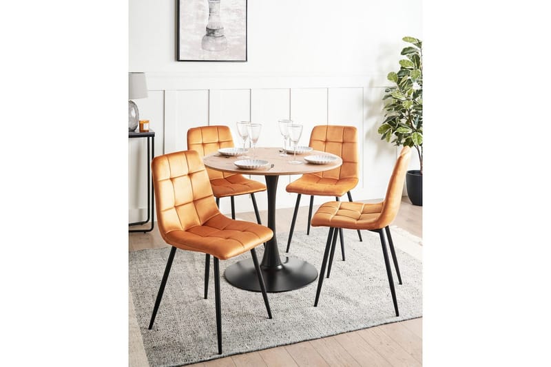 Sett med 4 spisestuestoler Powell - Oransje, svart - Møbler - Stoler & lenestoler - Spisestuestoler & kjøkkenstoler