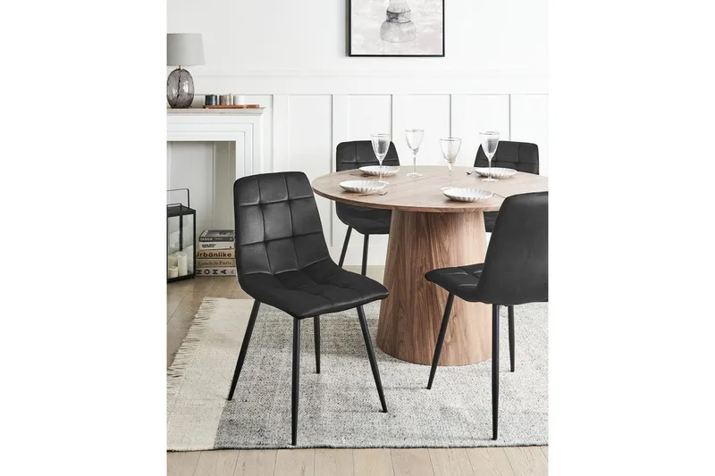 Sett med 4 spisestuestoler Powell - Svart - Møbler - Stoler & lenestoler - Spisestuestoler & kjøkkenstoler