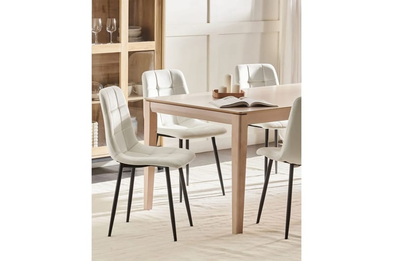 Sett med 4 spisestuestoler Powell - Hvit, Svart - Møbler - Stoler & lenestoler - Spisestuestoler & kjøkkenstoler