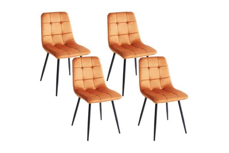 Sett med 4 spisestuestoler Powell, Oransje, svart