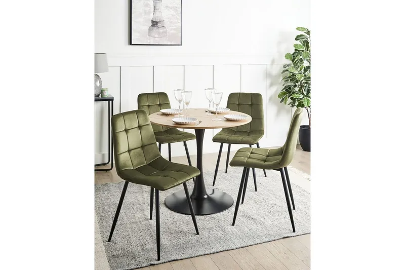 Sett med 4 spisestuestoler Powell - Grønn, Svart, Grønn, svart - Møbler - Stoler & lenestoler - Spisestuestoler & kjøkkenstoler
