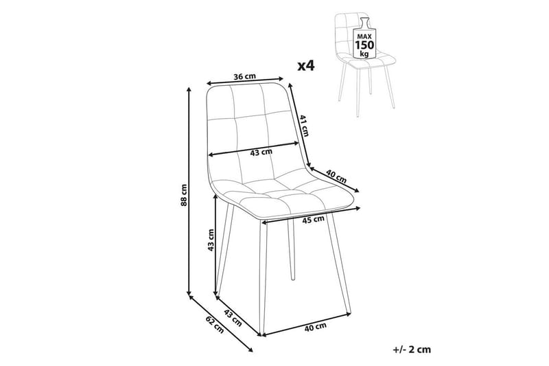 Sett med 4 spisestuestoler Powell - Oransje, svart - Møbler - Stoler & lenestoler - Spisestuestoler & kjøkkenstoler