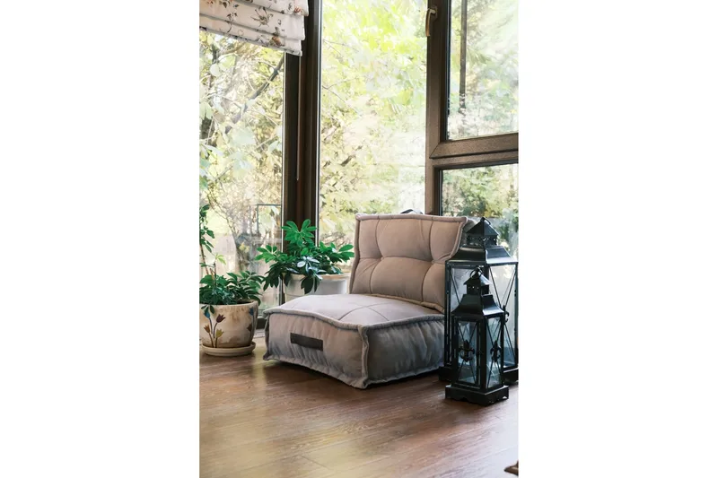 Rambarose Sittepuff 60 cm, Grå