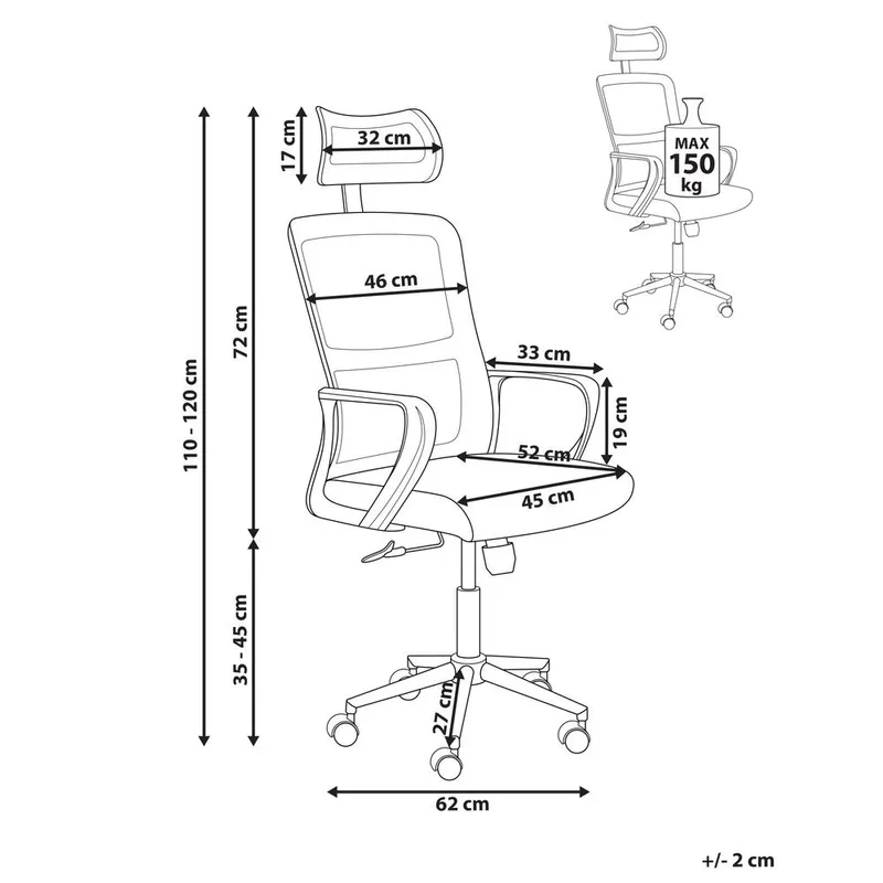 Skrivebordsstol Monarch - Grå, Hvit - Møbler - Stoler & lenestoler - Kontorstol & skrivebordsstol