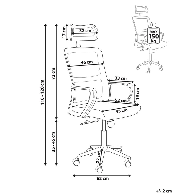 Skrivebordsstol Monarch - Grå, Hvit - Møbler - Stoler & lenestoler - Kontorstol & skrivebordsstol